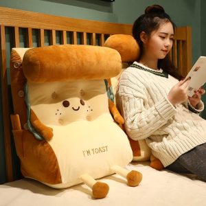 Smiling Toast Plush Backrest Pillow with Headrest