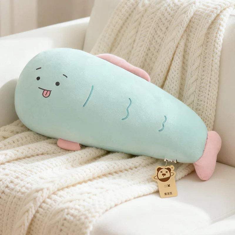 Cute White Seal Plush with Embroidered Fish - Image 8
