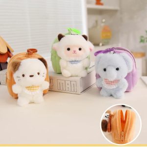 Orange Cat Plush Mini Backpack Keychain