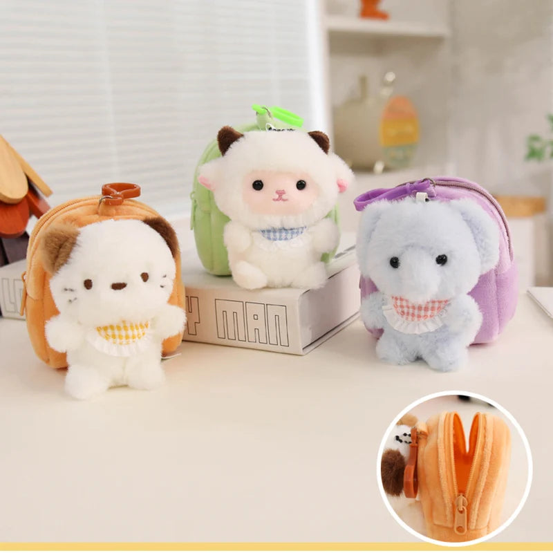 Orange Cat Plush Mini Backpack Keychain