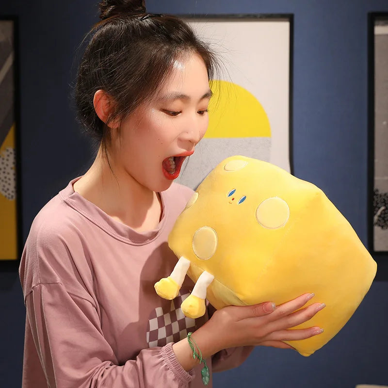 Adorable Yellow Cheese Block Plush Bean Bag - Image 5