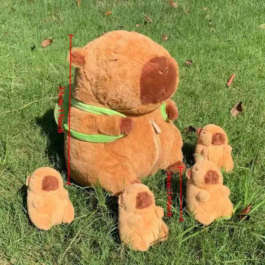 Cute Capybara Plush Family with Turtle Hat - Image 6