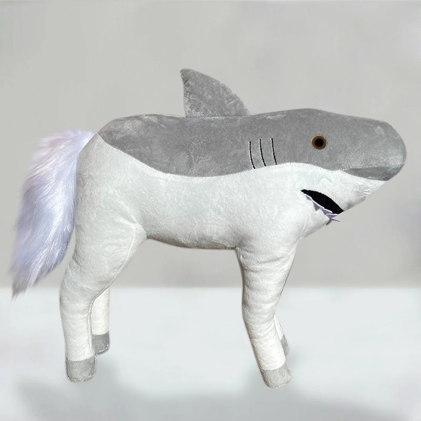 Grey Shark Horse Hybrid Plush Toy - Image 4