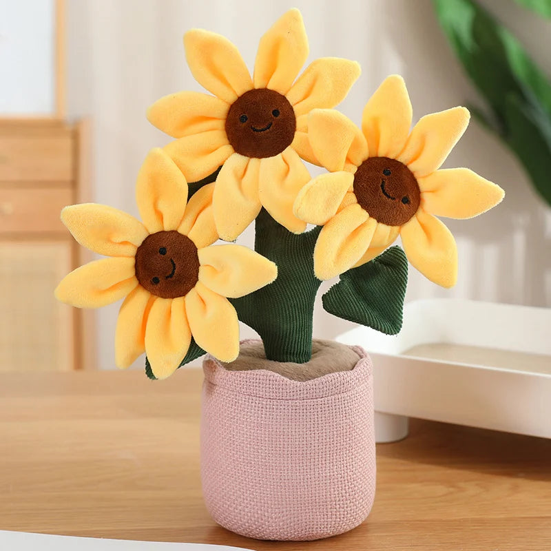 Smiling Potted Plush Sunflower Decoration - Image 6