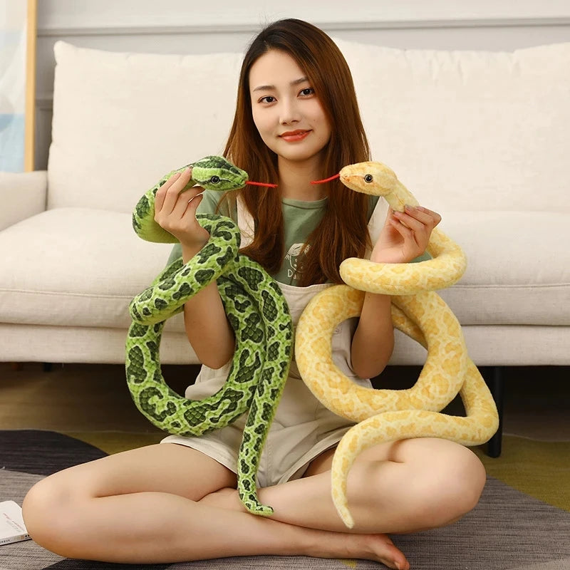 Giant Orange and Yellow Plush Snake with Tongue - Image 6