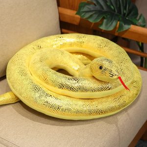 Coiled Golden Yellow Snake Plush Toy
