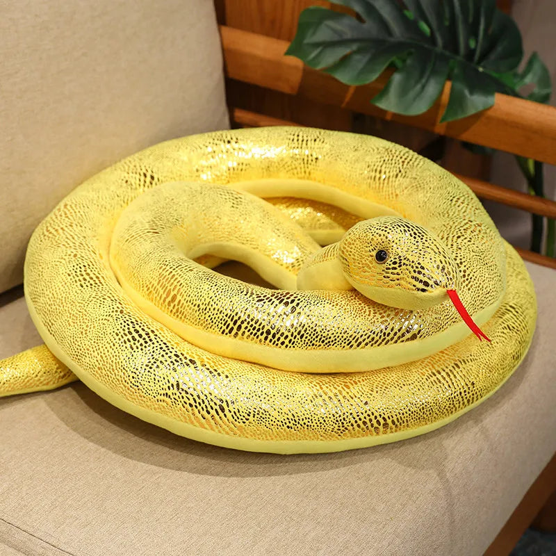 Coiled Golden Yellow Snake Plush Toy