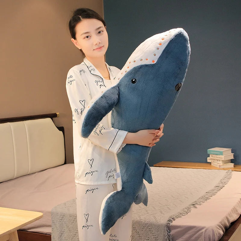 Soft Blue Oversized Shark Plush Toy - Image 3