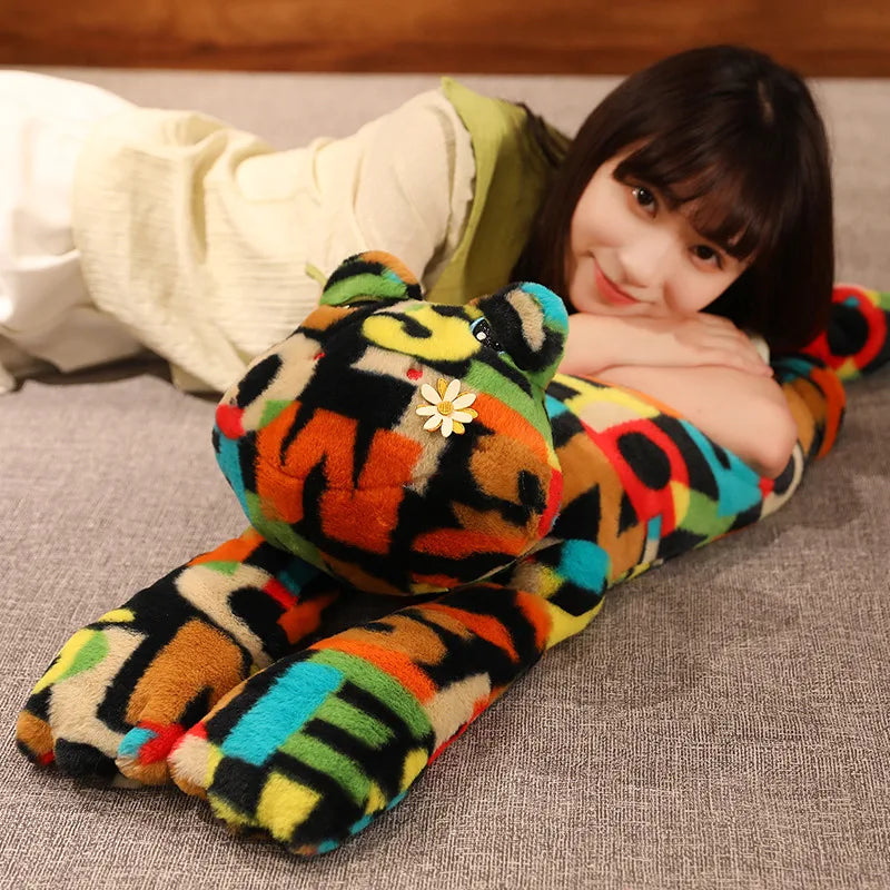 Cute Pale Green Ribbed Frog Plush Toy with Flower - Image 3