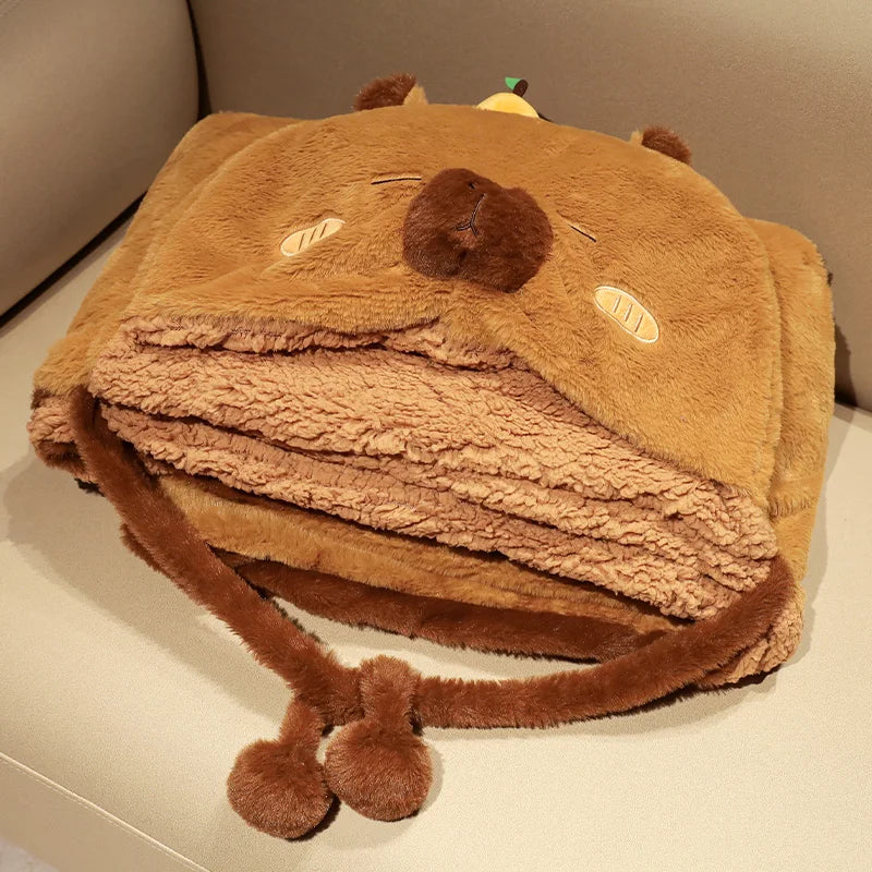 Brown Capybara Plush Animal Hood with Scarf & Paws - Image 7