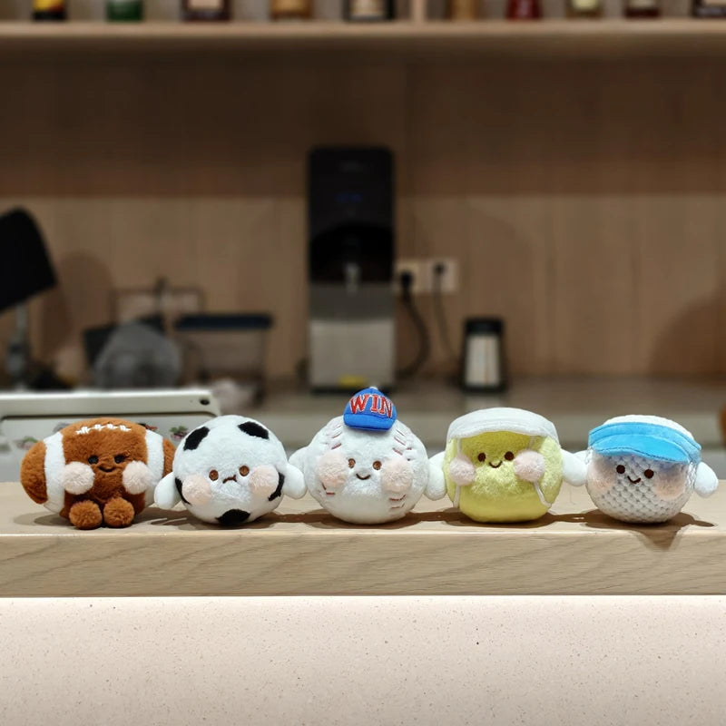 Cute Sports Ball Plush Keychains Set of 5 - Image 2