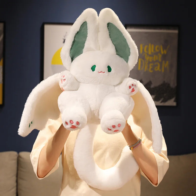 Fluffy White Winged Rabbit Plush Neck Pillow