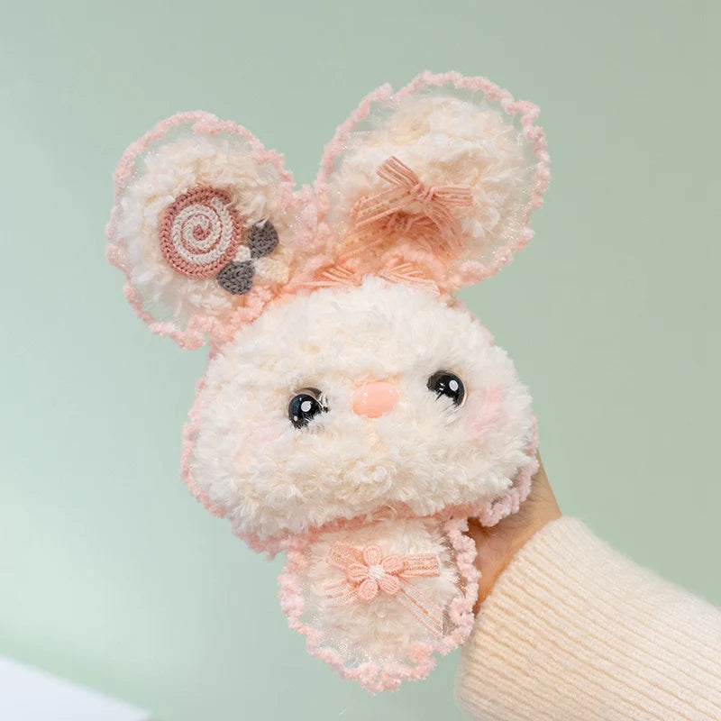Fluffy Bunny Plush Keychain with Frilly Pastel Ears - Image 6