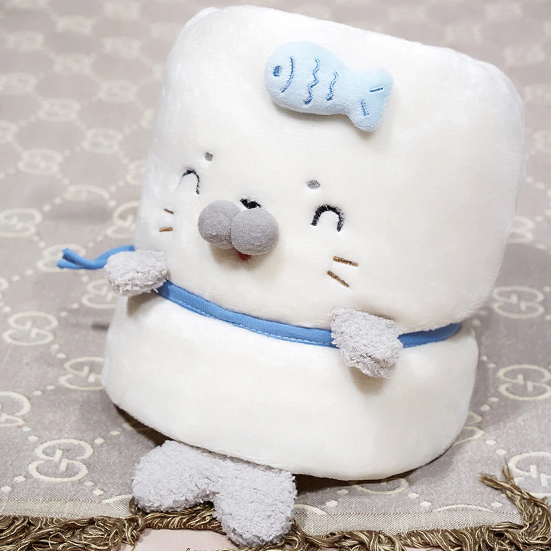 Cute White Rolled Seal Plush Blanket - Image 3