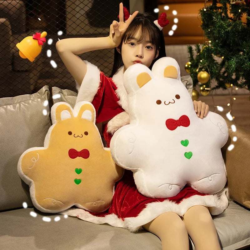 Oversized Gingerbread Man Plush Pillow with Candy Cane - Image 2