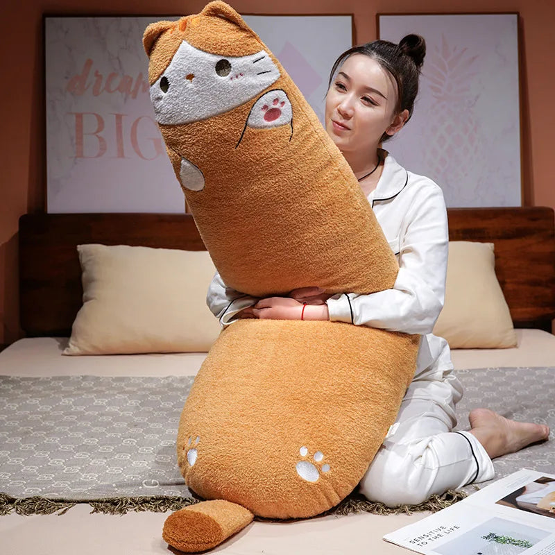 Long Plush Cat Body Pillow with Embroidered Face - Image 2