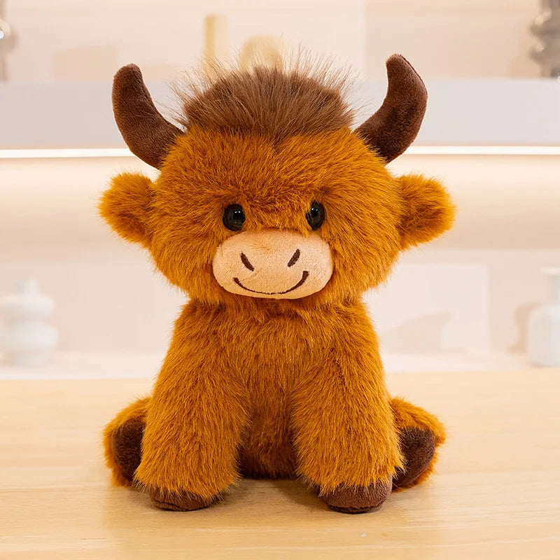 Fluffy Brown Ox Graduation Plush with Cap - Image 7