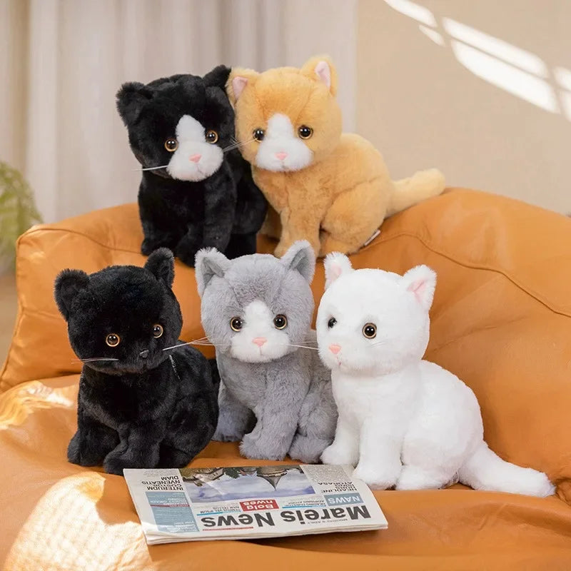 Black and White Plush Cat with Big Golden Eyes - Image 2