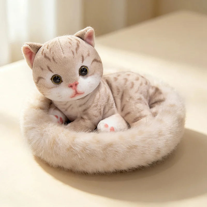 Soft Plush Kitten with Cozy Fabric House Bed - Image 7