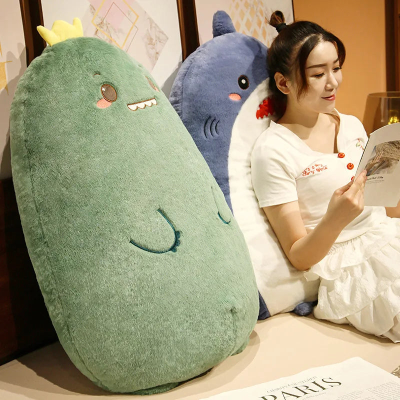Cute Denim Blue Shark Oversized Plush Pillow - Image 5