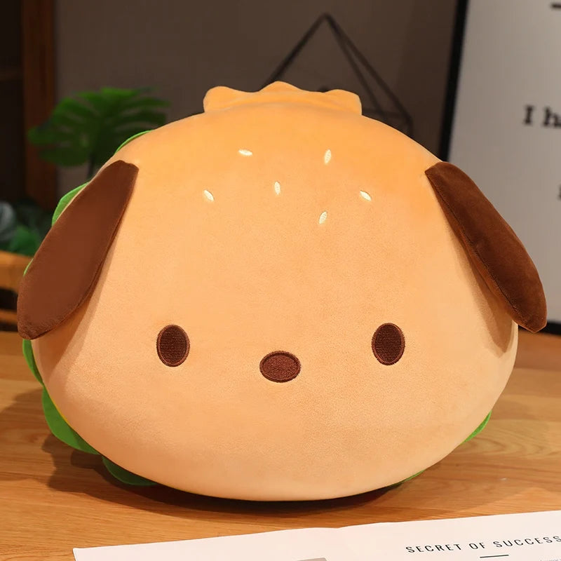 Cute Burger Puppy Plush Cushion with Green Lettuce - Image 7