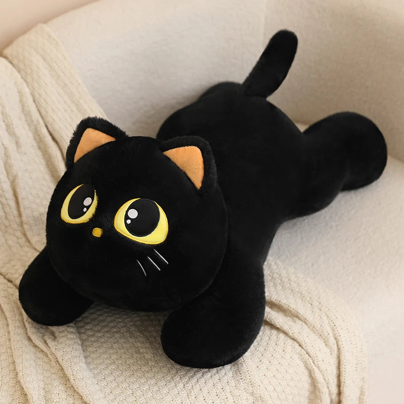 Cute Striped Cat Plush Pillow, Black & Beige - Image 15