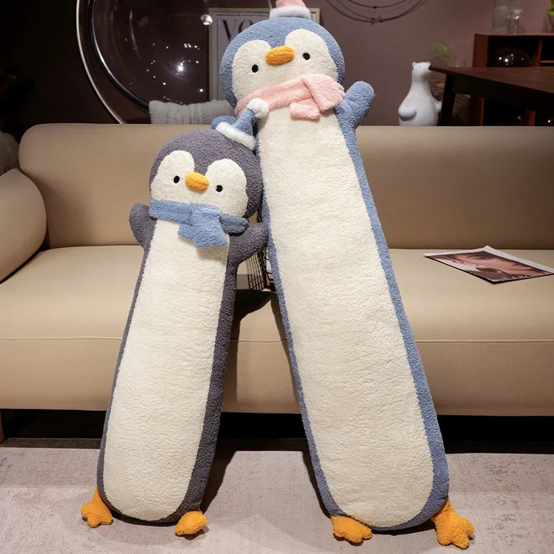 Long Penguin Plush Body Pillow with Hat and Scarf - Image 2