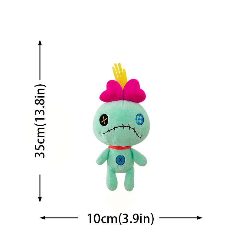 Stitched Alien Plush Toy with Button Eyes and Bow - Image 6