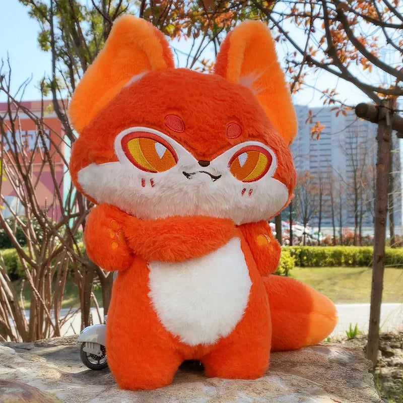 Dark Grey Fox Plush Toy with Green Eyes - Image 6