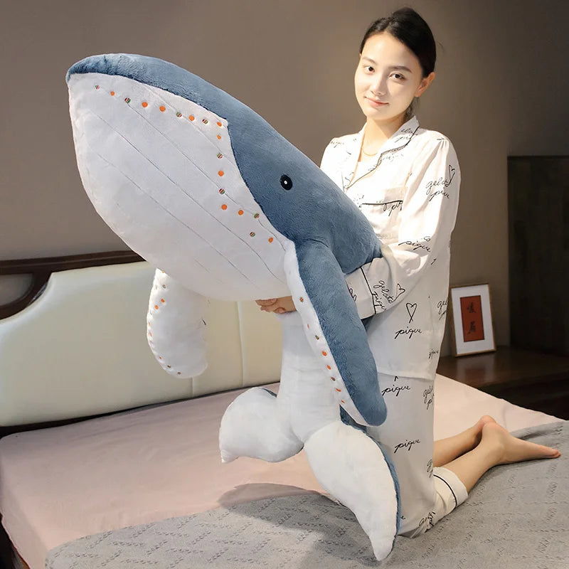 Soft Blue Oversized Shark Plush Toy - Image 2