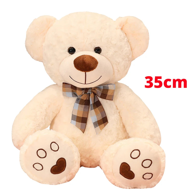 Deep Pink Plush Teddy Bear with Plaid Bow Tie - Image 8