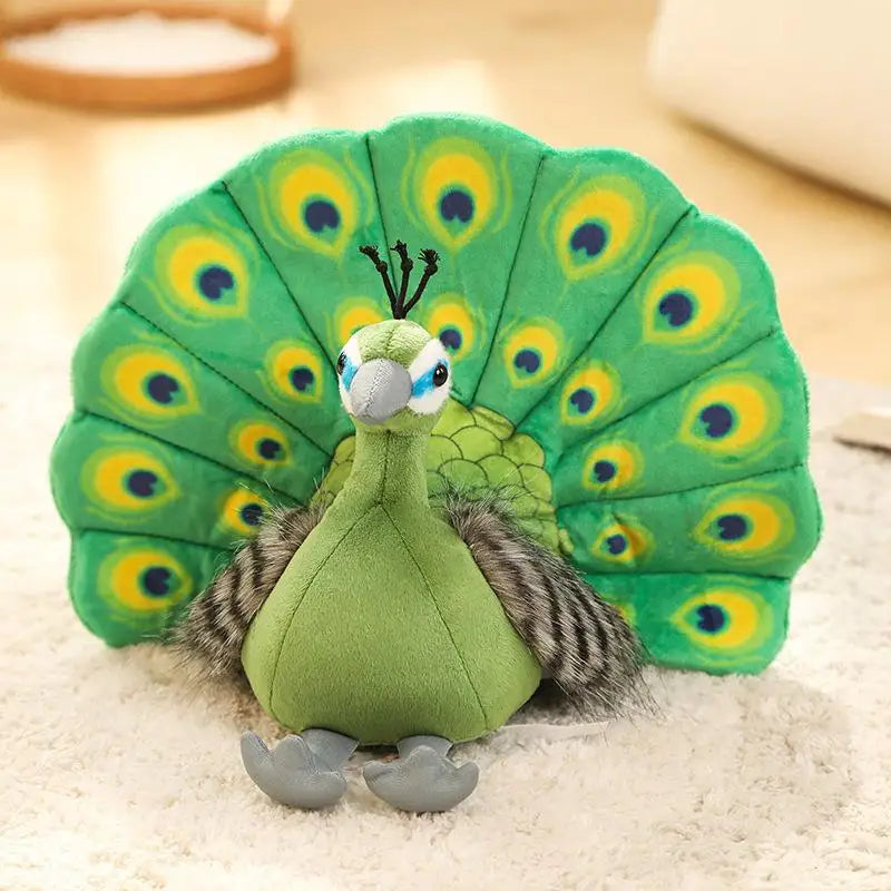 Vibrant Peacock Plush Toy with Fanned Tail - Image 5