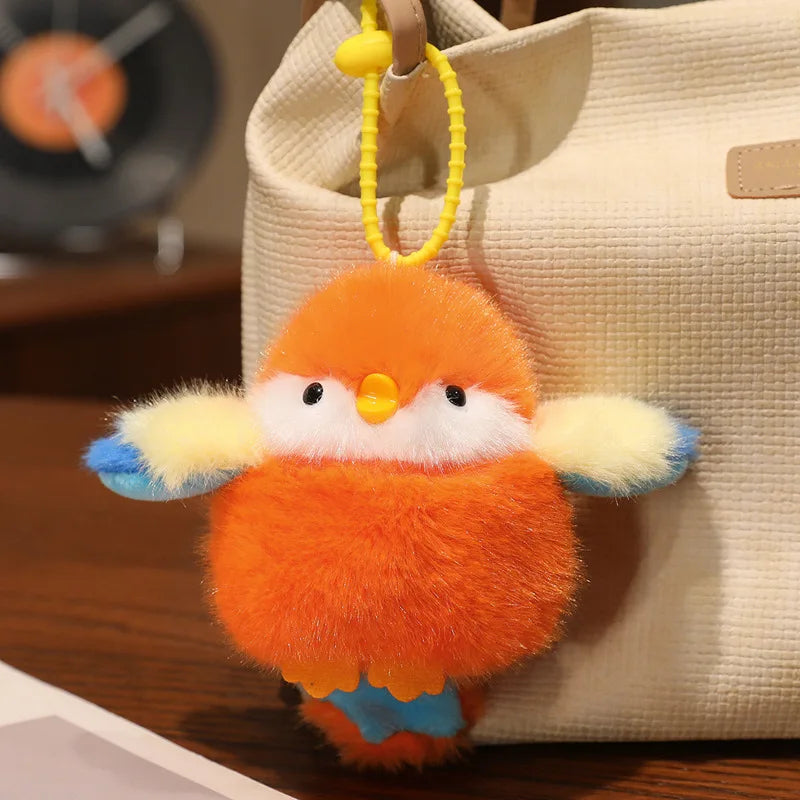Vibrant Fluffy Bird Plush Keychain - Image 10