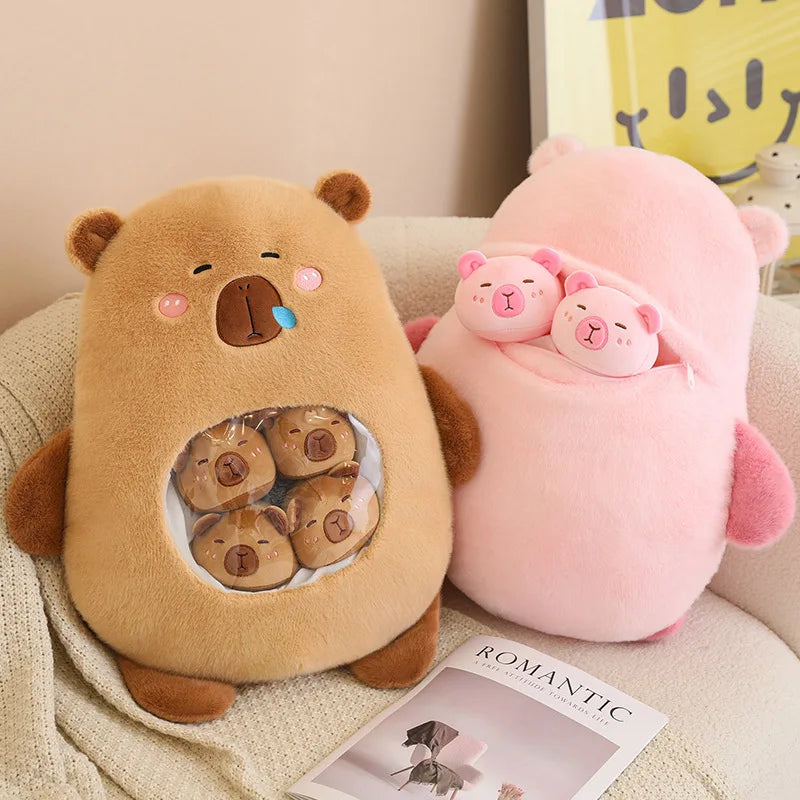 Chubby Plush Bear with Clear Pocket & Mini Bears - Image 4