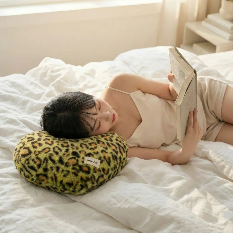 Vibrant Leopard Print Heart Plush Pillow - Image 4