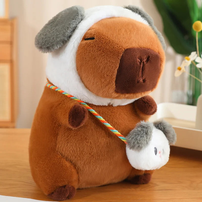 Adorable Capybara Plush with Animal Hood and Bag - Image 8