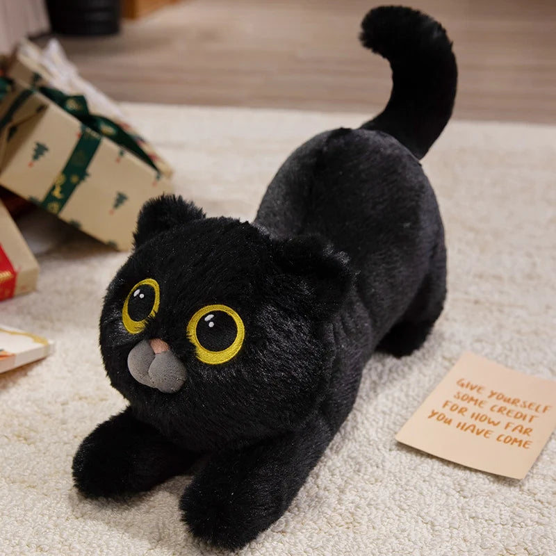 Cute Long Plush Cat Pillow with Sleepy Eyes - Image 8