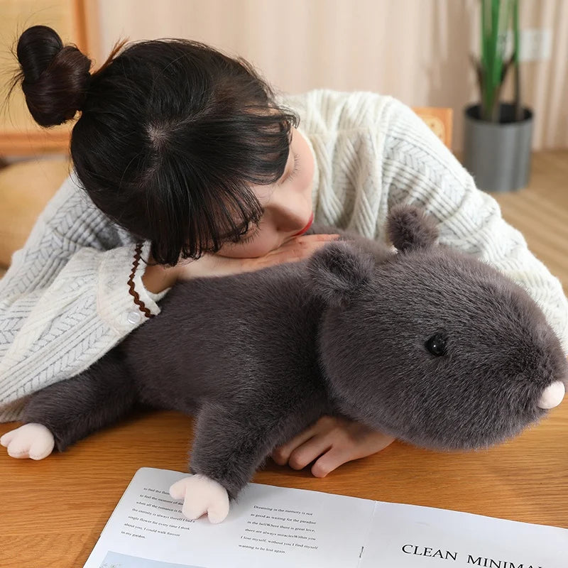 Soft Dark Gray Mole Plush Toy with White Paws - Image 6