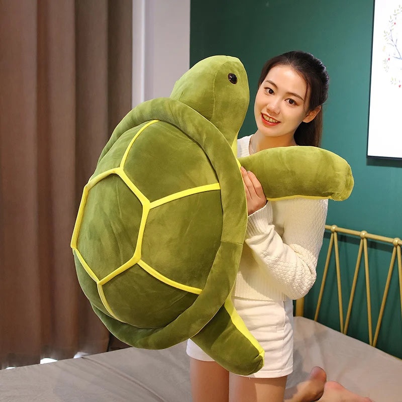 Oversized Green Turtle Plush with Yellow Shell - Image 3