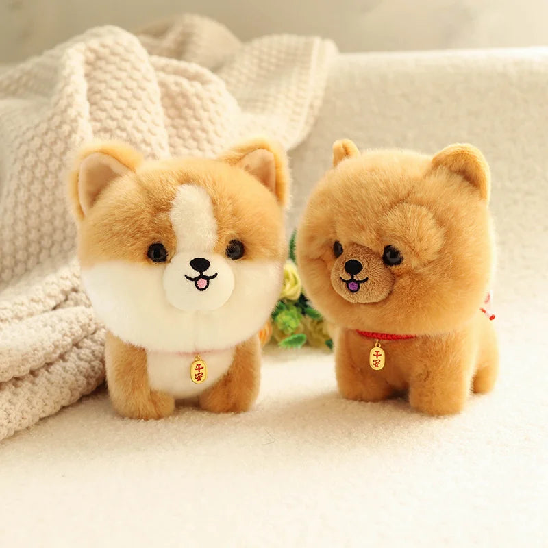 Cute Chubby Dog Plushie with Red Collar Charm - Image 2