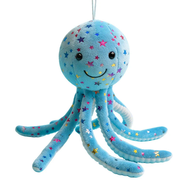 Soft Smiling Octopus Plush with Glitter Stars - Image 10