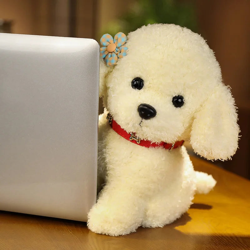 Adorable Curly Poodle Plush with Bell Collar - Image 8