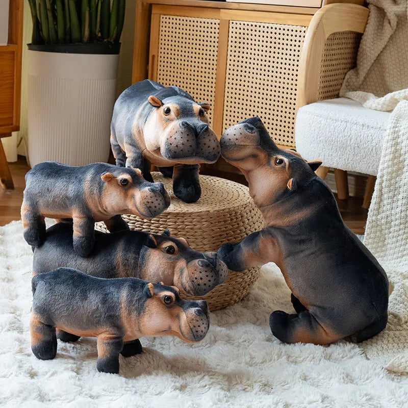 Realistic Grey and Tan Hippopotamus Plush Toy - Image 4