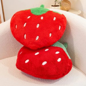 Cute Red Strawberry Plush Throw Pillow