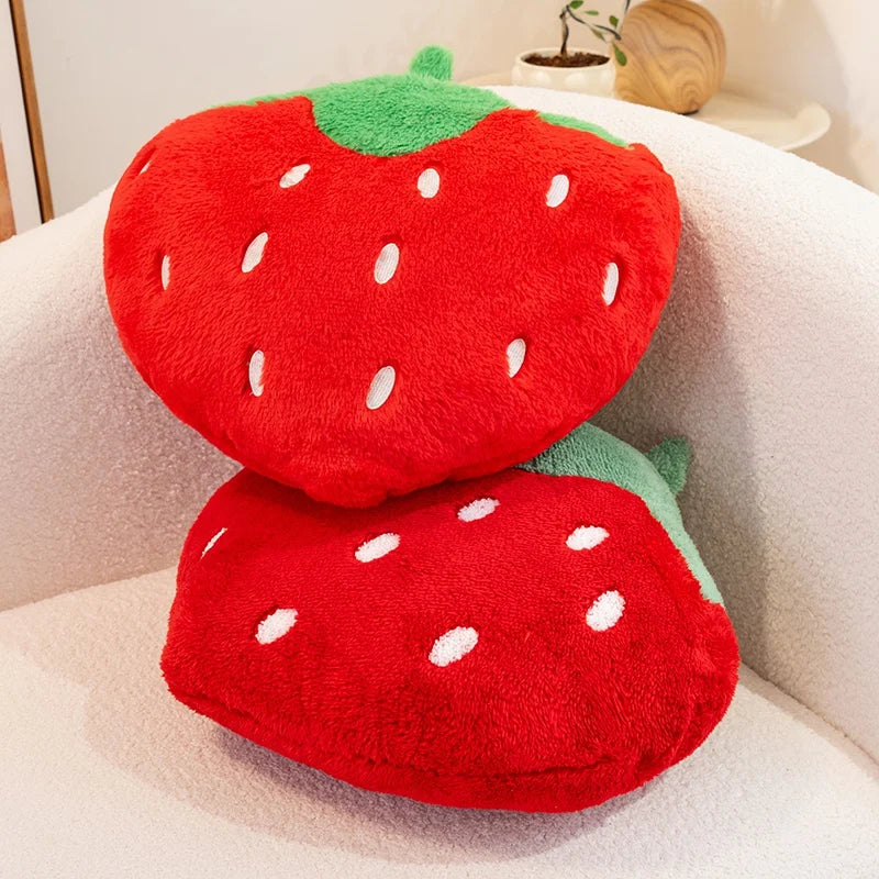 Cute Red Strawberry Plush Throw Pillow