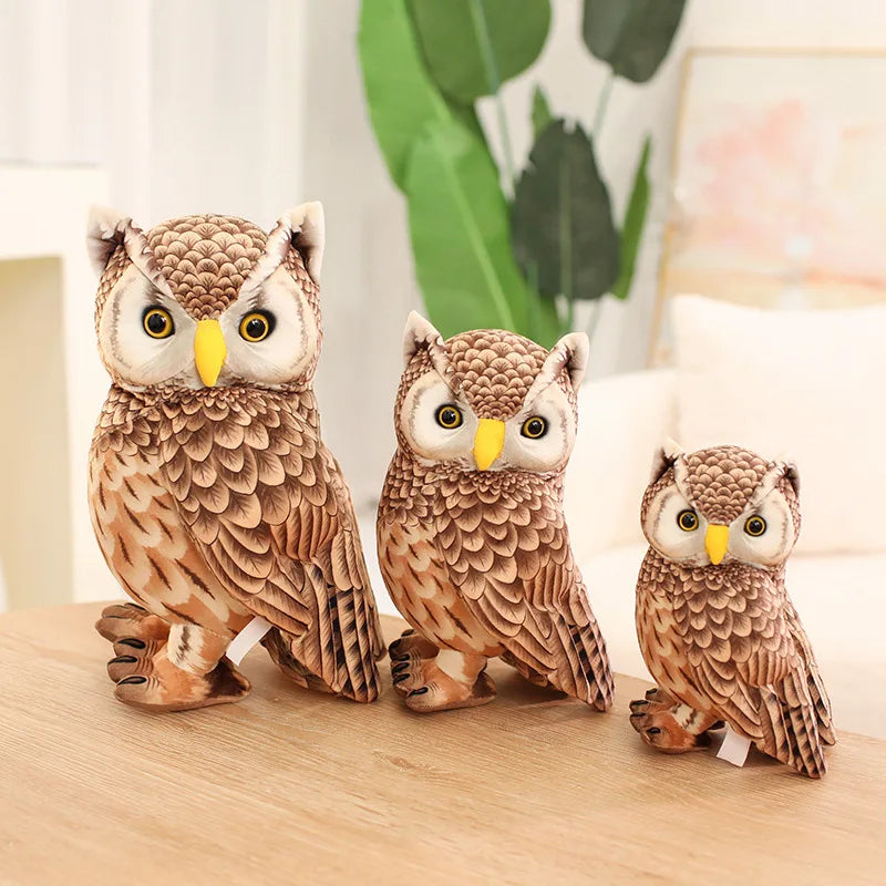Brown and Cream Realistic Owl Plush