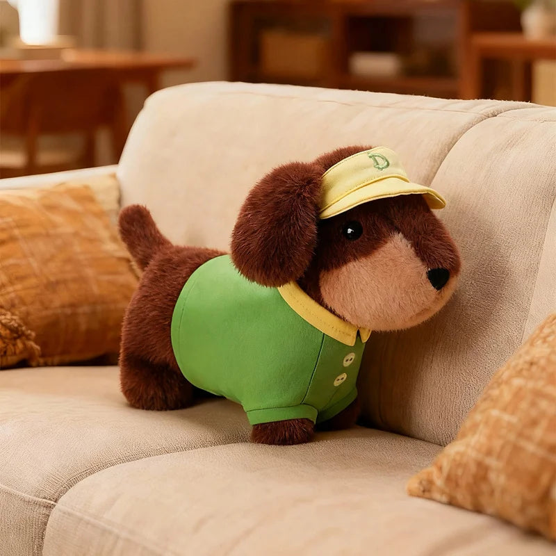 Brown Dachshund Plush in Yellow Bee Costume - Image 4
