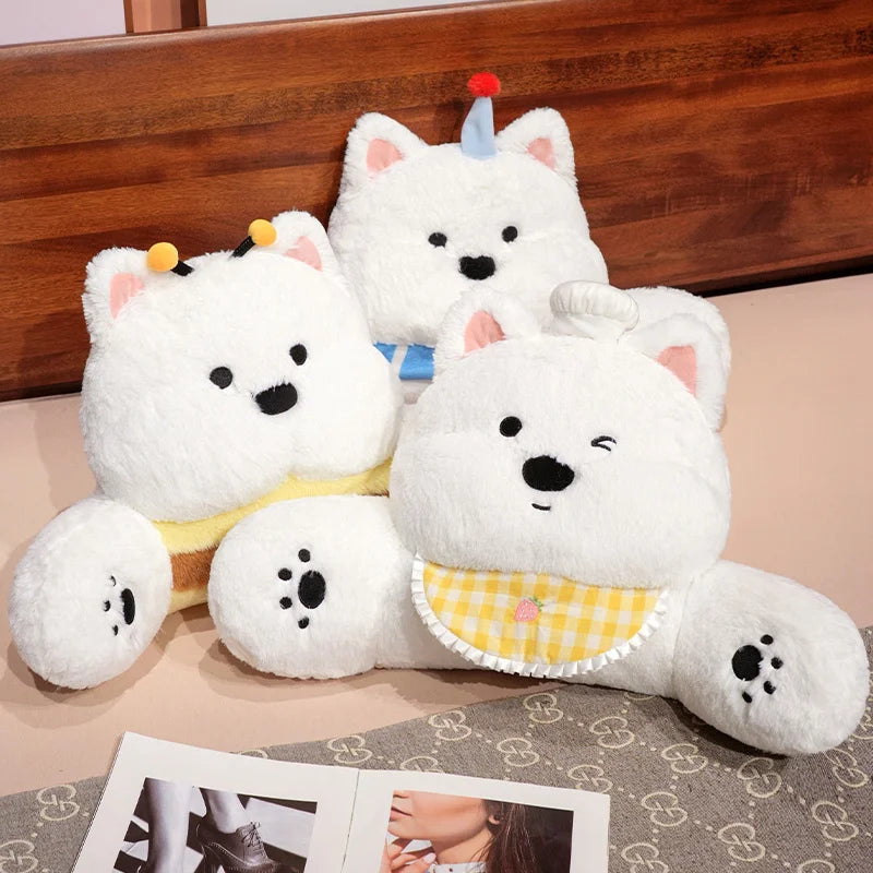 Cute White Plush Bee and Bear Animal Pillow Set - Image 2
