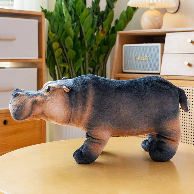 Realistic Grey and Tan Hippopotamus Plush Toy - Image 2