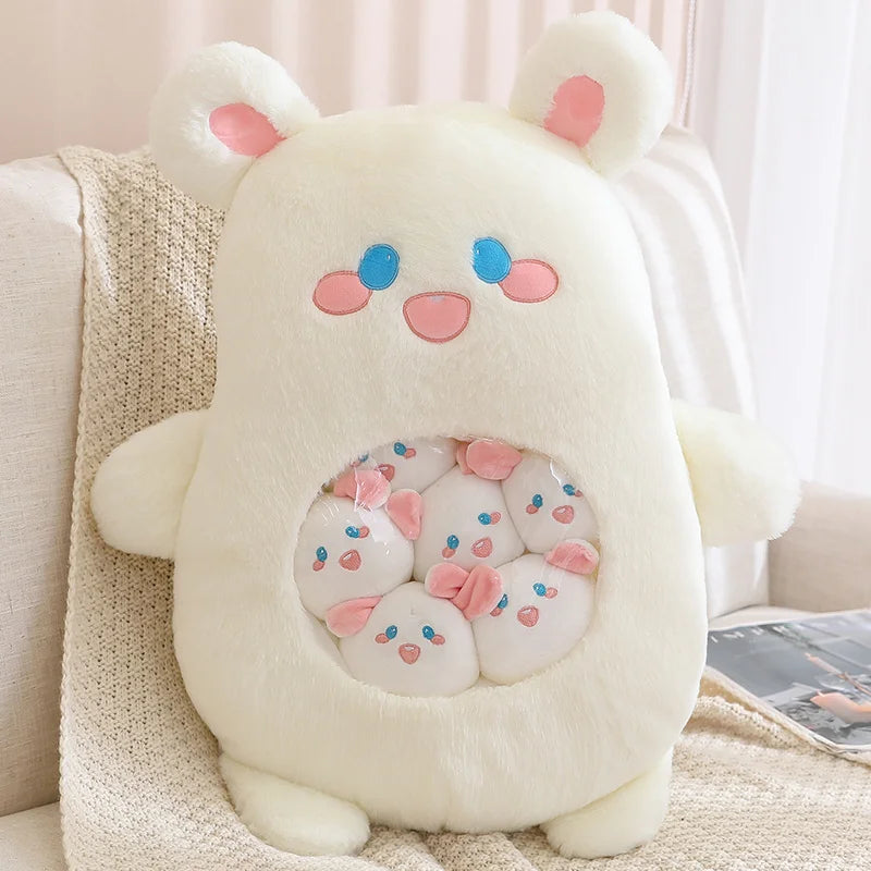 Kawaii Green Dinosaur Plush with Baby Plushies - Image 7